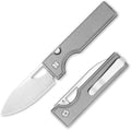 Kizer Little Ringbo Pocket Knife 2.95 AEB-L Steel Drop Point Folding Knife with Gray Aluminum Handle Thumb Hole Opener Button Liner Lock EDC knives for Camping Hiking V3708A1