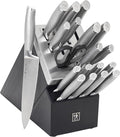 HENCKELS Modernist 20-Piece Self-Sharpening Knife Set with Block Chef's Paring Utility Bread Steak Knives Black Stainless Steel