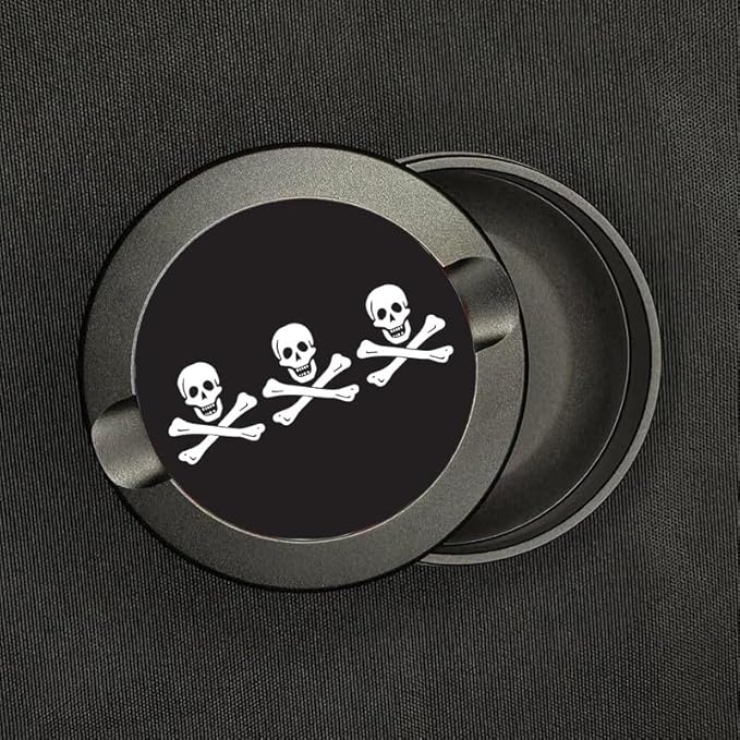 Metal Zyn Container and Holder - Triple Jolly Roger Pirate Flags