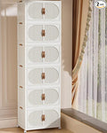 Collapsible Stackable Storage Bins with Door and LidFoldable Closet Plastic Containers for Blanket Storage Pillow Organizer Bedroom Living Room (14.96×9.76×9.25White2)