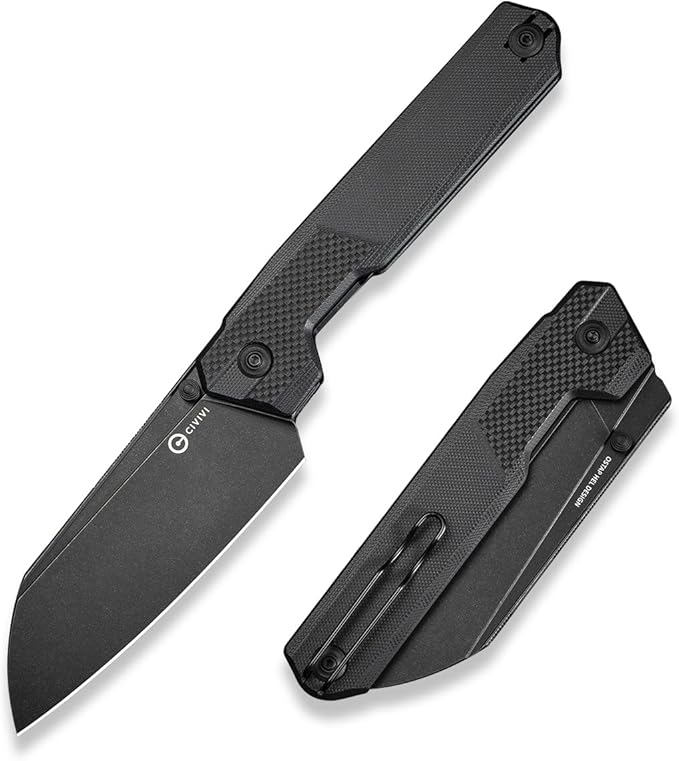 CIVIVI Hid Folding Pocket Knife 4.14 Sharp 14C28N Blade G10 Handle Nested Liner Lock Kitchen Knife with Thumb Stud Opener Ideal for Outdoor Use Camping Hiking and EDC C23008-1 Black