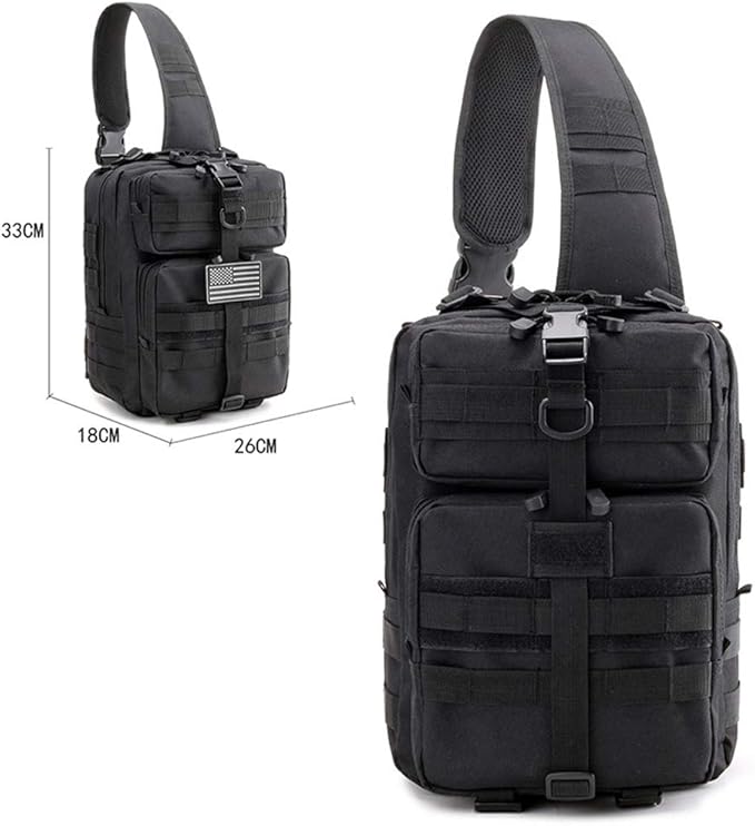 Sunnystacticalgear Outdoor Sports Hiking Sling Bag Shoulder Pack Camouflage Tactical Molle Chest Bag - Black