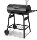VINGLI Upgraded Barrel Charcoal Grill with 2 Sides Table BBQ Grill Outdoor Smoker with Wheels for Party Garden Patio and Backyard Cooking 39''D × 24''W × 46''H (Upgraded Grill w/Side Table)