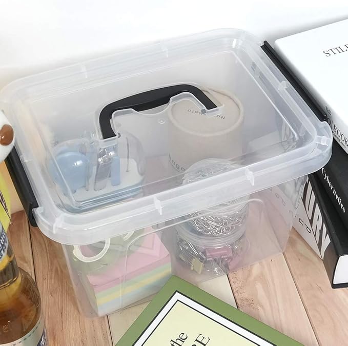 4-Pack Clear Storage Boxes 5 L Plastic Storage Latch Box