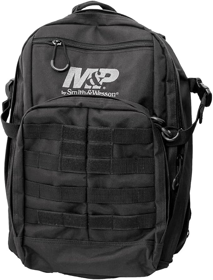 Smith &amp Wesson M&ampP Duty Series Small Backpack with Weather Resistance Ballistic Fabric Construction and MOLLE for Hunting Range Travel and Sport Black