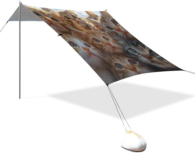 ALAZA Group of Cats Beach Tent Sun Shelter Portable Canopy Sunshade for Outdoor Camping Picnics Backyard Fun 10x9 ft