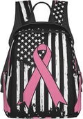 Breast Cancer Awareness Pink Ribbon American flag Travel Laptop Backpack Womens Mens Bag Bookbag