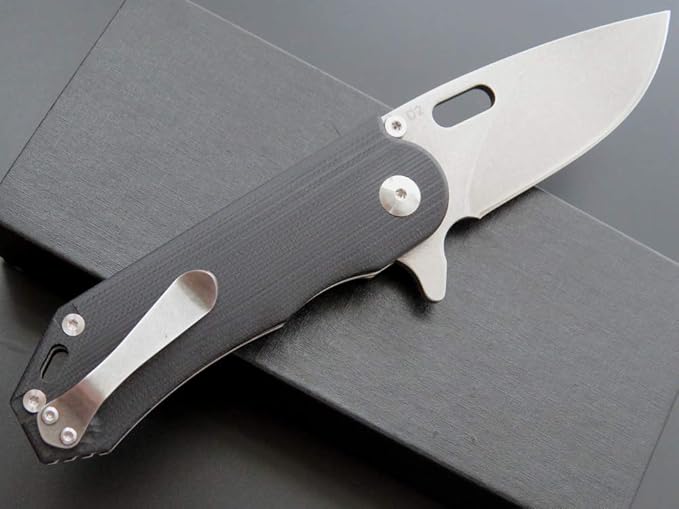 Eafengrow EF32 Folding Knife D2 Steel Blade and G10 Handle Pocket EDC Tool Knife for Working Camping Outdoor Activities(Black)
