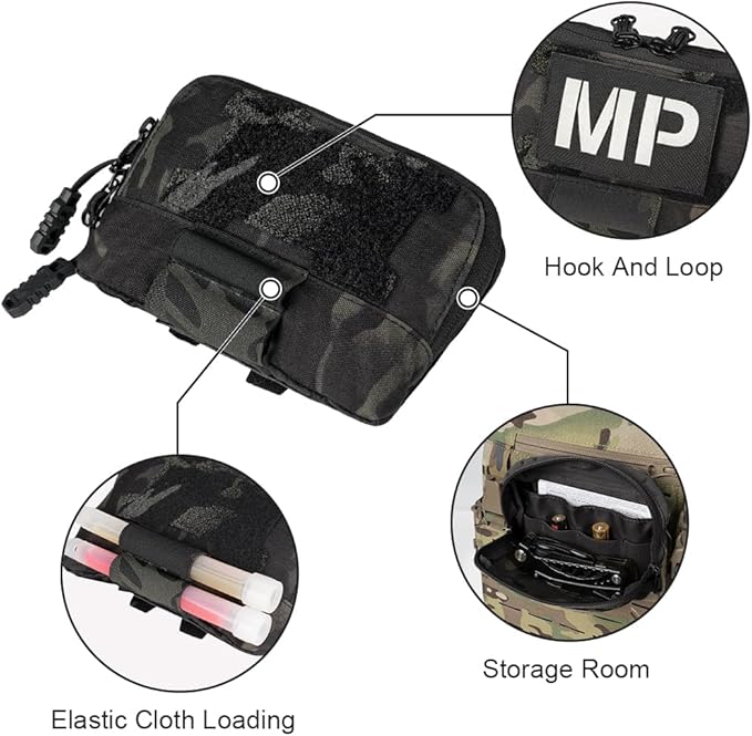 Tactical MOLLE Admin Panel Pouch Small Chest Pouch for Tactical Bag JPC2.0 AVS CPC with MOLLE System 500D Nylon
