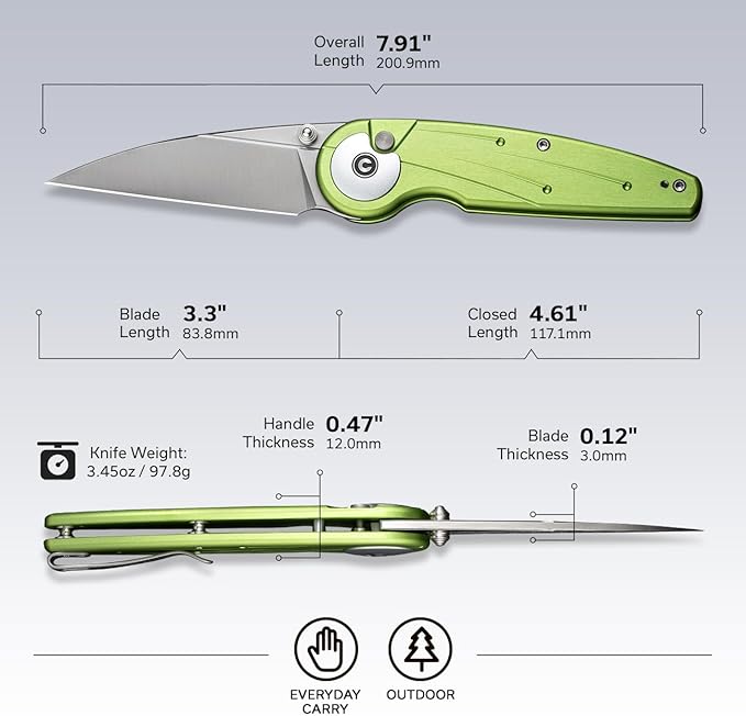 CIVIVI Starflare Pocket Knife for Men Women Button Lock Folding Knife with 3.3 Nitro-V Blade Milled Aluminum Handle Cool Knife for Everyday Carry C23052-3