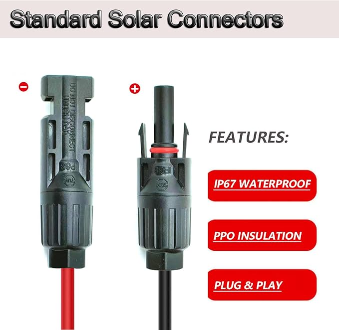 12AWG 50FT Solar to ADS Adapter Charge Cable for Solar GeneratorSolar Charge Controller and Portable Power Stations (12AWG 50FT Horizontal)