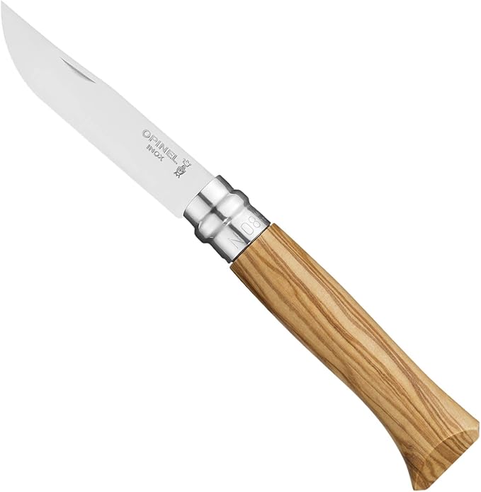 OPINEL No.06-No.09 Premium Woods Stainless Steel Folding Pocket Knife Made in France (No.08/Olive)