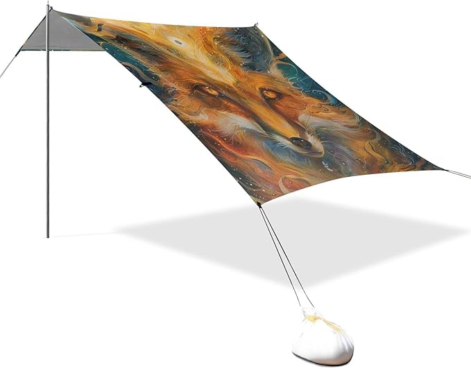 ALAZA Fox Face Beach Tent Sun Shelter Portable Canopy Sunshade for Outdoor Camping Picnics Backyard Fun 10x9 ft