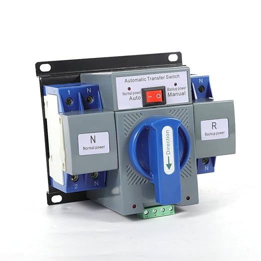 63A 2P Dual Power Automatic Transfer Switch Mini Dual Power Generator Changeover Switch Circuit Breaker Self Cast Conversion CB Level 50HZ/60HZ (2P 63A)