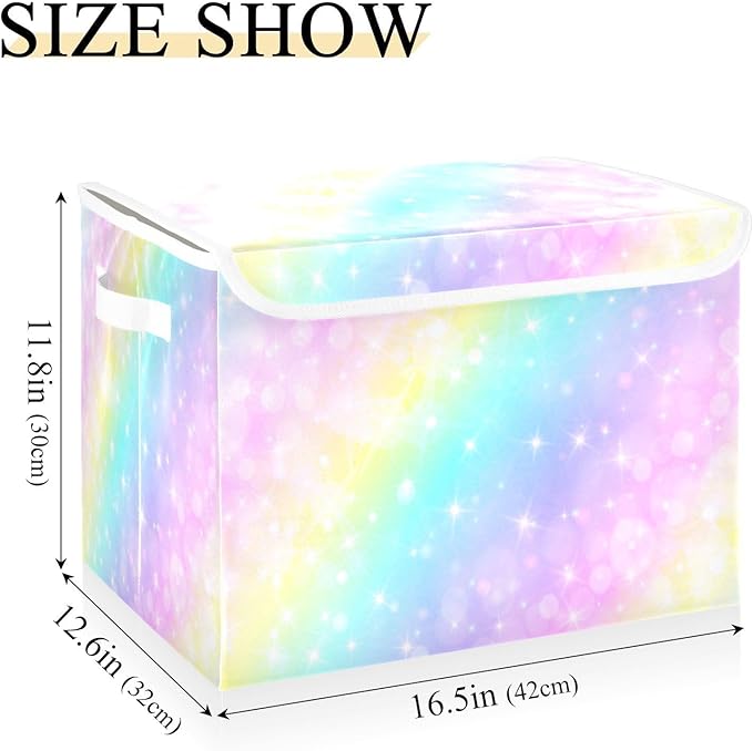 Gradient Rainbow Beautiful Storage Box with Lid Foldable Bedroom Storage Boxes for Closet for Home Studyroom Home Decor