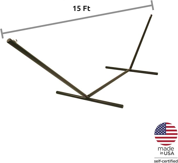 Hatteras Hammocks 15 ft. Tri-Beam Steel Hammock Stand with Right Connection Design and Cape Shield Powder Coating 600 LB Weight Capacity Handcrafted in The USA - Bronze