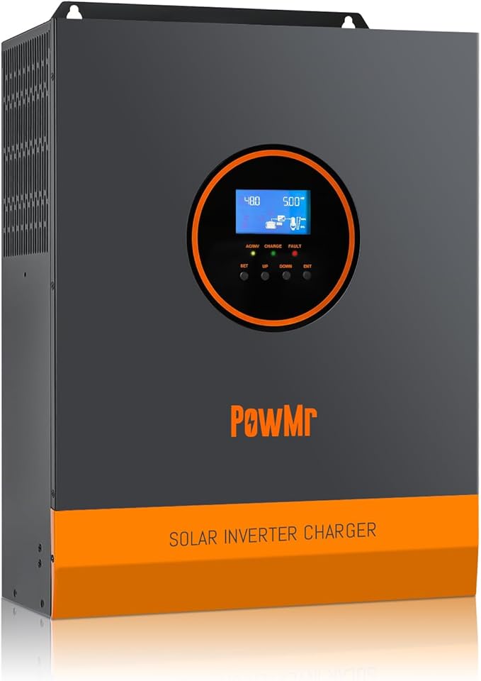 PowMr 3000W Solar Inverter 24V to 110/120Vac Pure Sine Wave Power Inverter 3000 watt Max.PV Input 4000W 450V 13A Built-in 80A MPPT Controller and fit for 24V Lead-Acid and Lithium Battery