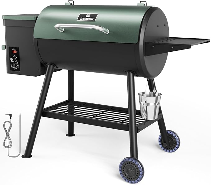 DAMNISS Pellet Smoker Grill Combo 565 SQ.IN Cooking Area with PID Temperature Control (180-450°F) Electric BBQ Meat Grills &amp Smokers Patio Backyard for Roast Outdoor
