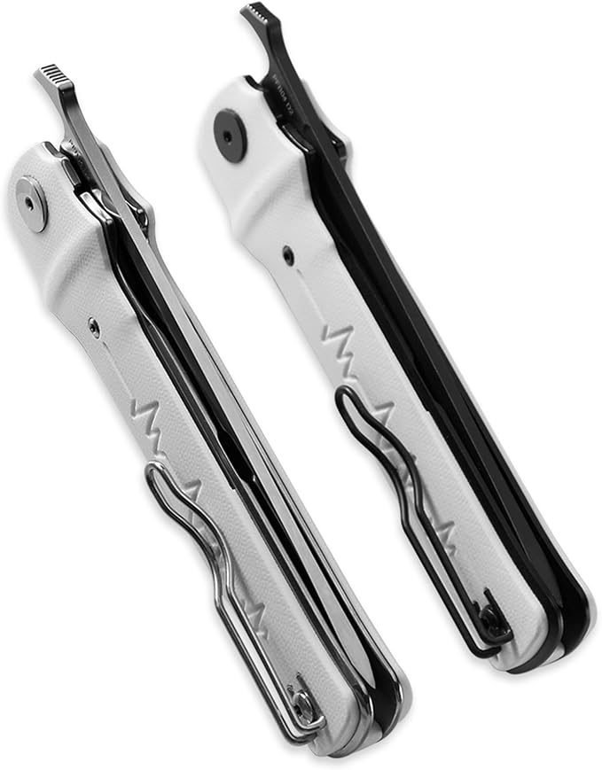 Petrified fish PFB04 Tena Folding Knife 3.82 D2 Steel Satin Blade G10 Handle Pocket Folding knife for EDC Camping Outdoor (White Satin)