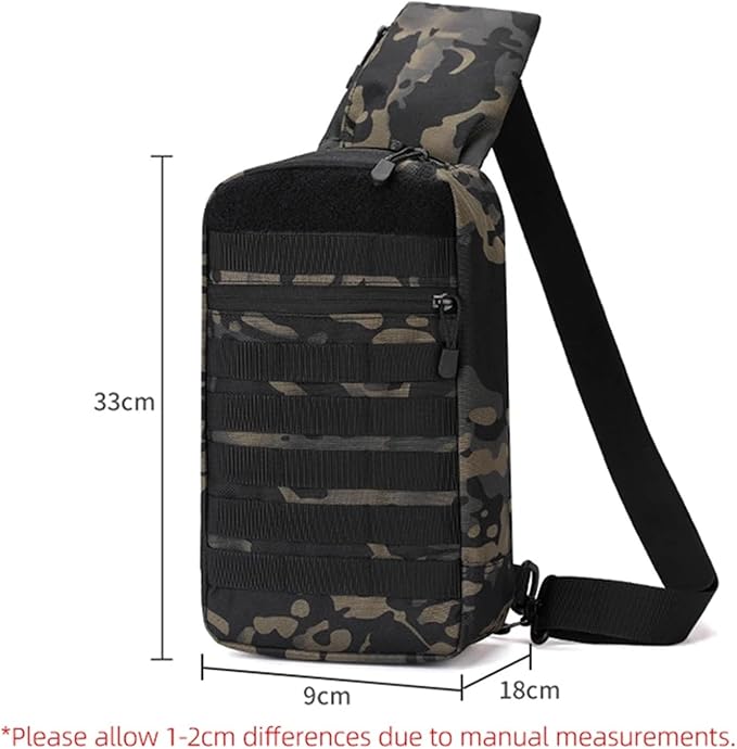 Outdoor Camping Chest Bag for Men Camouflage Backpack Travel Cycling Mountaineering Crossbody Waist Shoulder Sling Tactical Bag(Black CP)