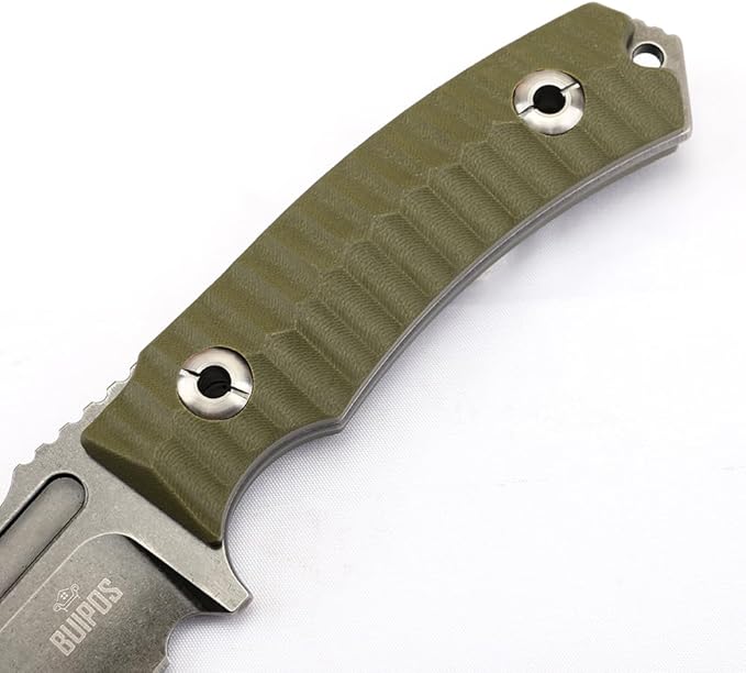 BD02 Fixed Edge Knife 22.9CM Stainless Steel Blade G10 Handle Full Edge EDC Tool Straight Knife for Work Camping Survival (Stone Wash Black Stone Wash White) (Green handle and black blade)