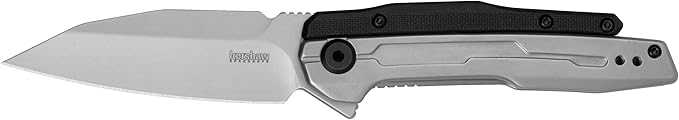 Kershaw Lithium Pocket Knife Silver &amp Black 3.25 Inch Stainless Steel Reverse Tanto Plain Edge Blade EDC with Assisted Opening Reversible Pocketclip Everyday Carry Pocket Knife for Men and Wo