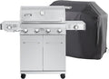 Monument Grills Larger 4-Burner Propane Gas Grills Stainless Steel with BBQ Cover(2 Items) Outdoor Use
