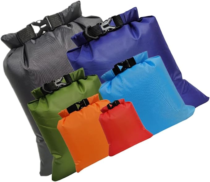 Healeved 6pcs Waterproof Dry Bags Set with Floating Kayak Storage Bag Multipurpose Outdoor Rafting and Hiking Gear Lightweight Waterproof Pouch for Backpacking and Travel