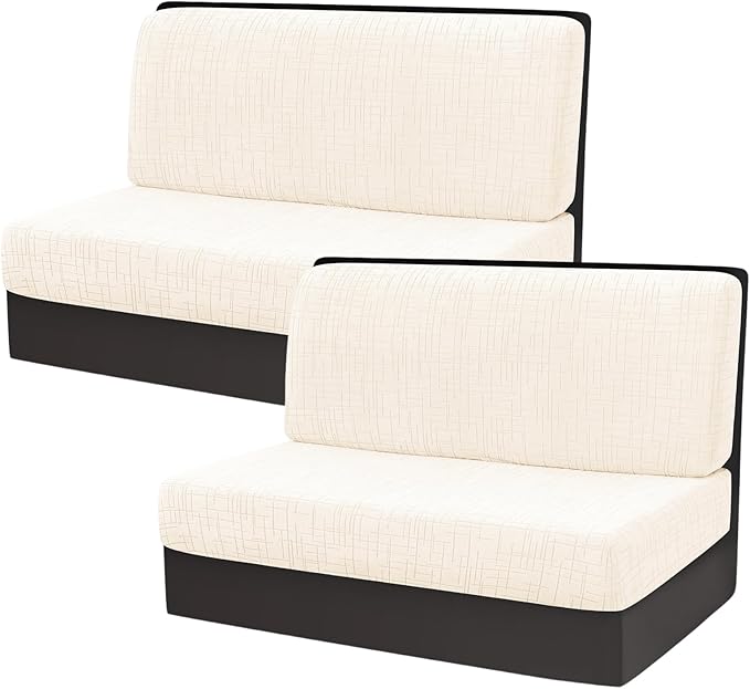 KRFOONN RV Dinette Cushion Covers Stretch Camper Cushions Covers Replacement Couch Cushion Slipcovers Washable Loveseat Slipcovers for Travel Trailer Couch (2 Backrest Cover &amp 2 Bench Cover T6)