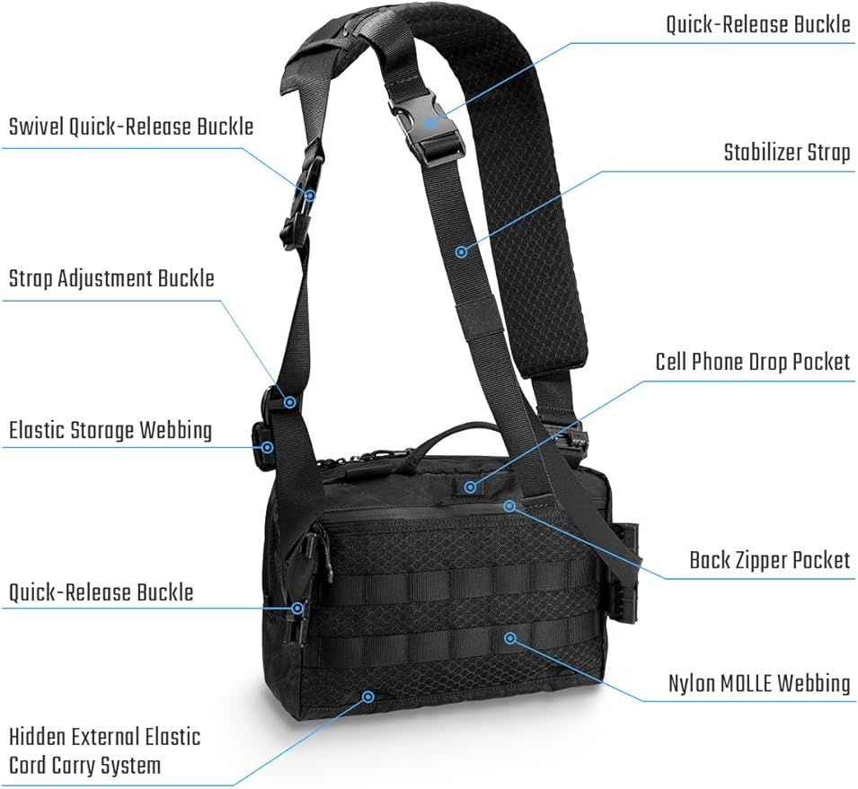 TACTICAL_GEEK L3 Pro EDC Crossbody Bag Chest Bag with Adjustable StrapDaily Carry Sling Pack Large Capacity Daypack Organizer for Camera Drones（X-PAC Black）