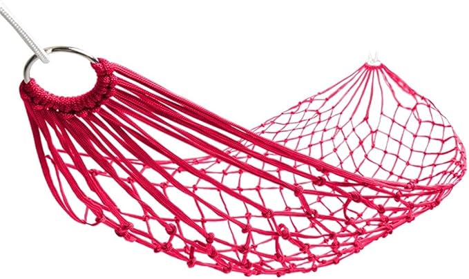 Portable Hammock Portable Hammock Swing Bed Meshy Rope Hammocks Sleeping Net Bed with 2 Tree Straps for Beach Garden Backyard for Backpacking Beach (Color : Rojo)