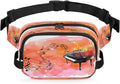 Piano Notes Flowers Watercolor Waterproof Fanny Pack for Women Men Adjustable Waist Bag with Double Zipper Pockets Lightweight Square Hip Pack for Running Travel Hiking Workout Cycling