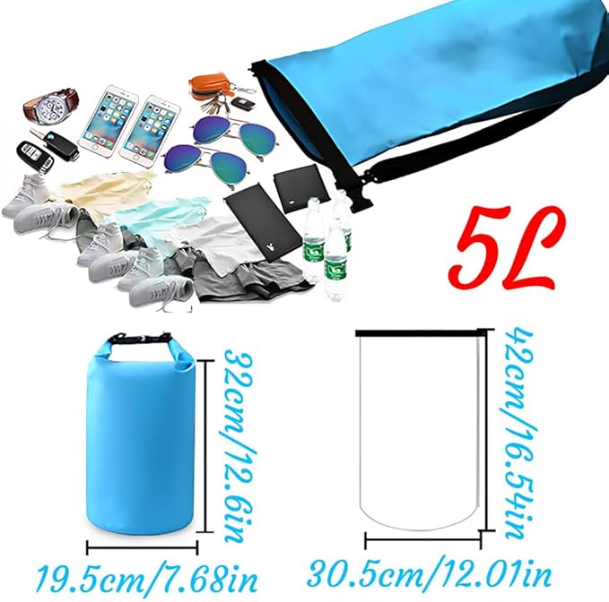 Custom Waterproof Dry Bags - Personalized 5L/10L/20L/30L Floating Lightweight Bags for Kayaking/Fishing/Camping Customizable with Club Logo (Multiple Colors) (Royal blue)