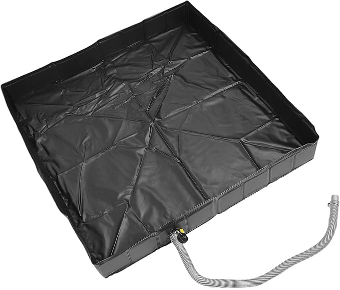 Sturdy PVC Camping Shower Tray with Efficient Drain System 41 X 41 X 6 Inches Foldable Shower Pan for Outdoor Use