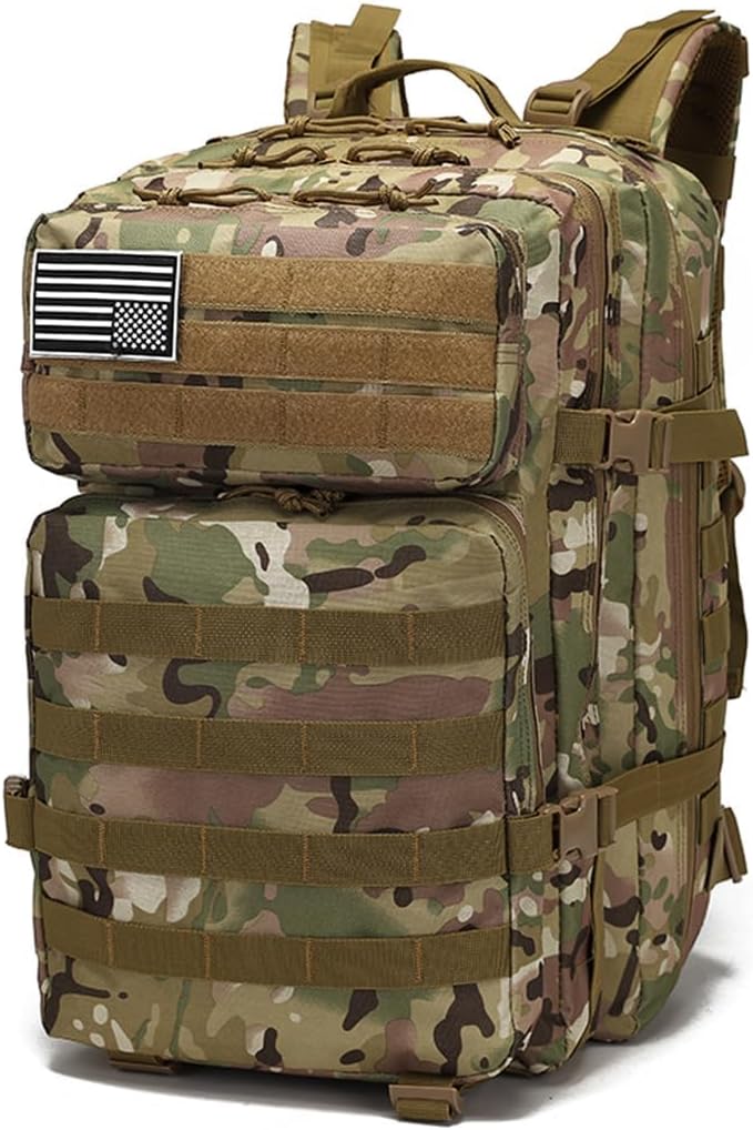 Men and Women 45L Outdoor Camouflage Backpack Capacity Hiking and Camping Bag Multi-functional Storage 3D Backpacks (CP 45L)
