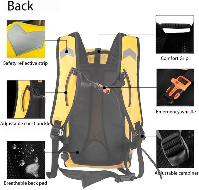 Generic Waterproof Backpack Kayak Dry Bag Backpack Waterproof 30L Lightweight Roll Top Dry Bag for Boating Surfing Camping (Orange30L)