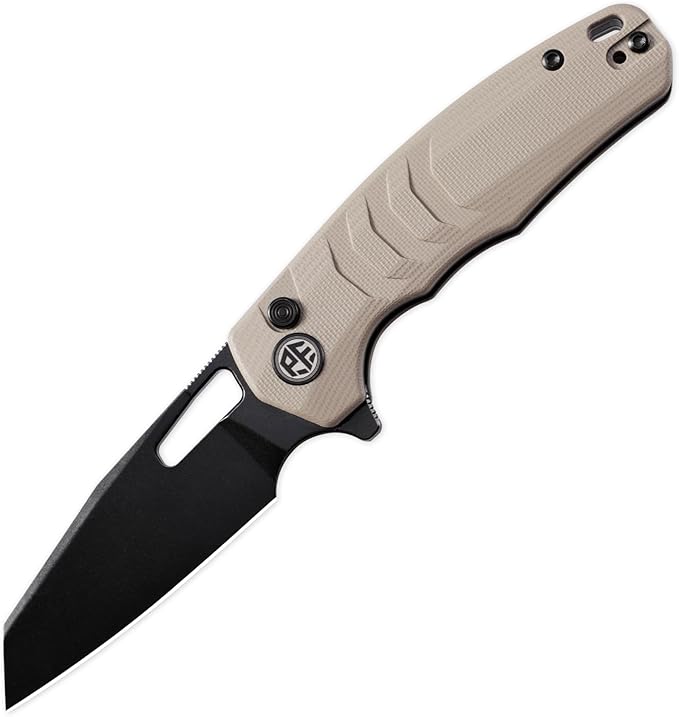 Petrified fish PFE17 Trilobite Folding Knife3.03 14C28N Steel Black Stonewashed Blade G10 Handle Camping Folding knife for EDC Outdoor (Khaki Stonewashed)