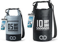 Lamicall 5L &amp 10L Dry Bag Waterproof Backpack - [Zippered Pocket] Roll Top Waterproof Bag Blueish Gray &amp Black