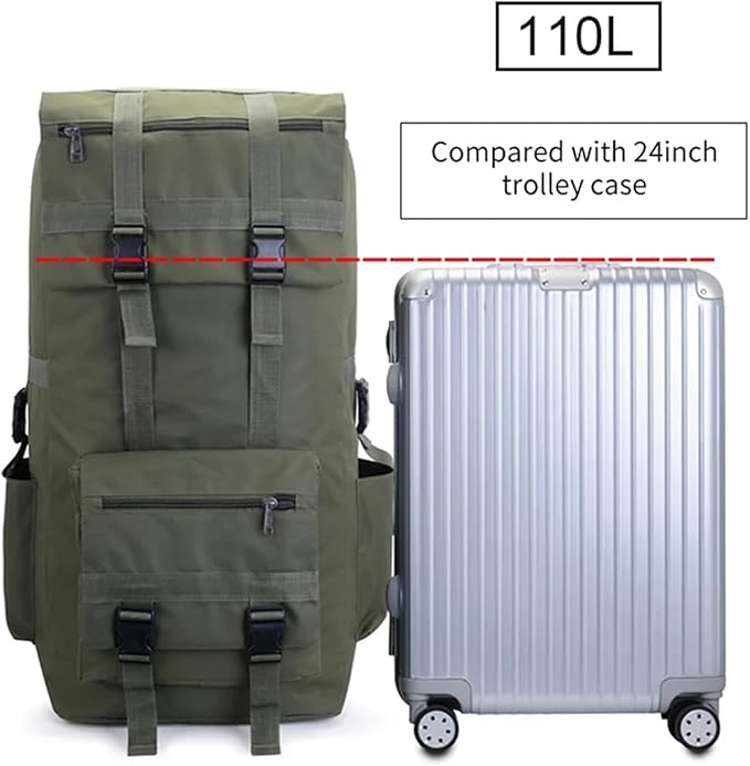 110L Men Hiking Bag Camping Backpack Men Large Outdoor Climbing Trekking Travel Rucksack Tactical Bags Luggage Bag(Black)