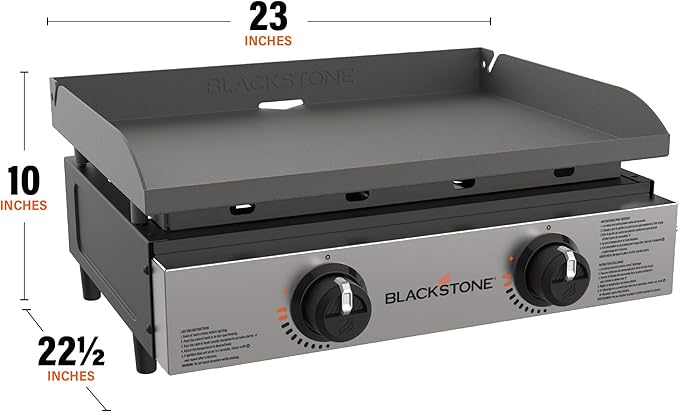 Blackstone 1666 22” Tabletop Griddle with Stainless Steel Faceplate Powder Coated Steel Black