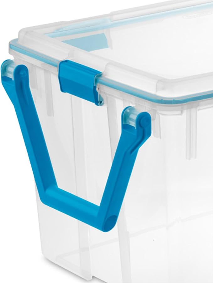 Sterilite 9-Pack Gasket Box Weather-Resistant Storage Bins with Latching Lids 120 Quart - Heavy-Duty Organizing Containers for Closet Bathroom and Office