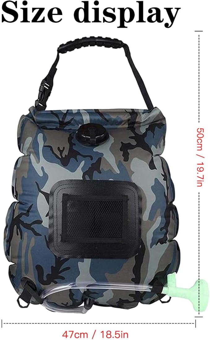 ALI2 Solar Shower Bag 5 Gal/20L Solar Heating Camping Shower Bag with Removable Hose&ampOn-Off Switchable Shower Head for Camping Traveling Hiking Beach Swimming