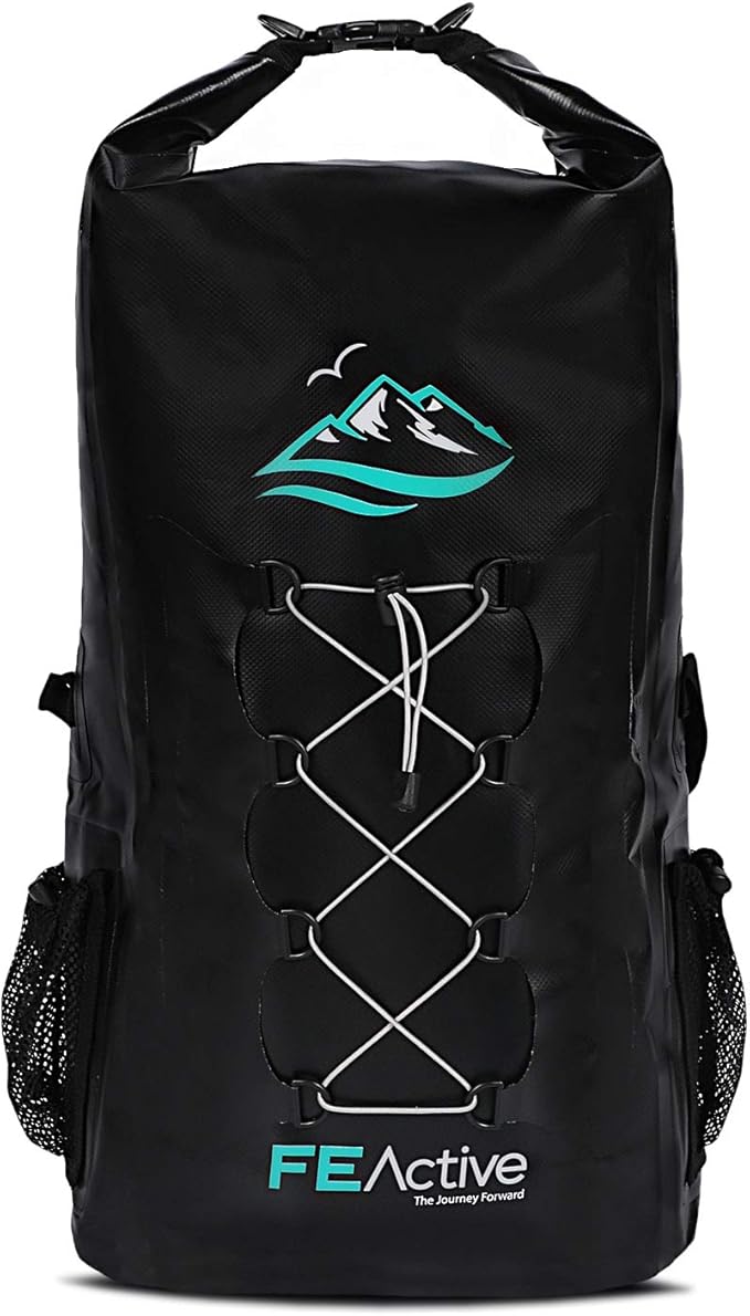 FE Active Dry Bag Waterproof Backpack - 30L Eco Friendly Bag for Men &amp Women for Fishing Travel Hiking Beach &amp Survival Gear. Storage for Camera &amp Camping Accessories | Designed in Cali