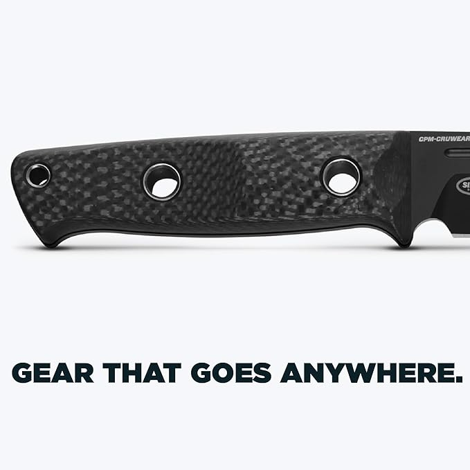 Benchmade - Mini Bushcrafter Outdoor Survival Knife with Black Carbon Fiber Handle (165BK)