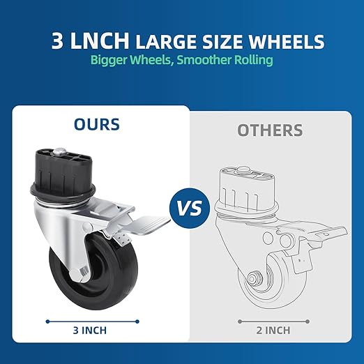 3 Inch Caster Wheels for Ninja XSKUNSTAND Outdoor Stand Grill Accessories with Brake 360 Degree Silky Swivel 4 Pack Wheel Kit for Ninja Woodfire Outdoor Grill/Pizza Oven Stand (Casters Only)