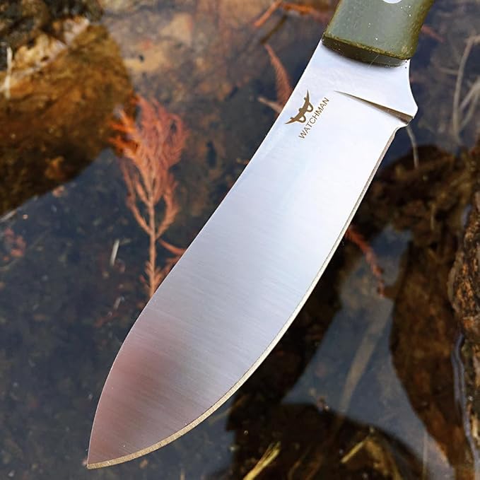 Watchman W229 EDC Fixed Blade Knife 14C28N Blade Steel Micarta Handle with Sheaths for Outdoor Activities Camping (Green)