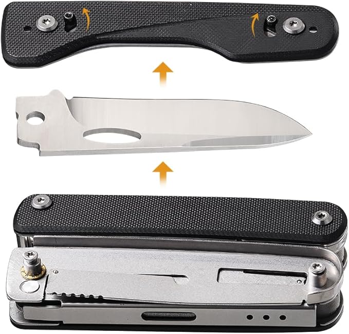 ROXON Flex Titan S805G Multi tool with full size scissors Modular Design and Customizable Tool (Replaceable knife and accessory) 16 tools for Outdoor &amp Camping