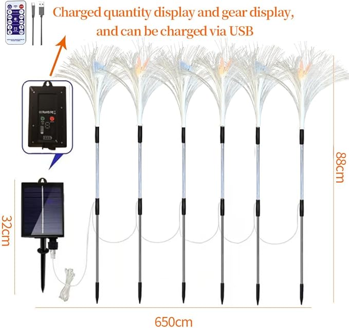 6 Pack LED Outdoor Solar Powered Double-Layer Butterfly Jellyfish Lights With Remote Control Waterproof Courtyard Atmosphere Decorative Multi-Color Landscape Trail