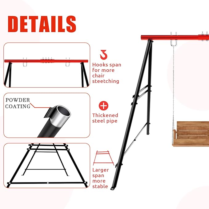 Swing Stand Frame Swing Sets for Backyard Hammock Chair Stand Only Max Load 550Lbs for Patio Playground Park(Swing not Included)