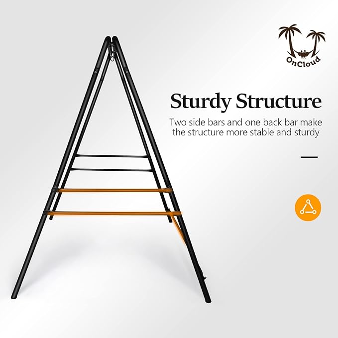 ONCLOUD Hanging Chair Stand Only Heavy-Duty Hammock Chair Stand Hold up to 450 LBS Outdoor Metal Frame Swing Stand for Patio Garden and Backyard (Black)